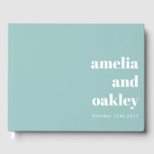 Libro De Visitas Negrita Minimalista moderna Aqua Blue Custom Weddi