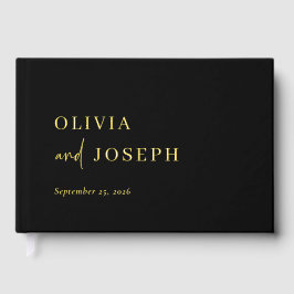 Libro De Visitas Negro Minimalista simple y moderno | Relieve metal