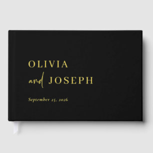 Libro De Visitas Negro Minimalista simple y moderno   Relieve metal