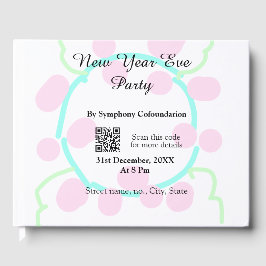 Libro De Visitas New year eve party scan QR RSVP name pink blue 
