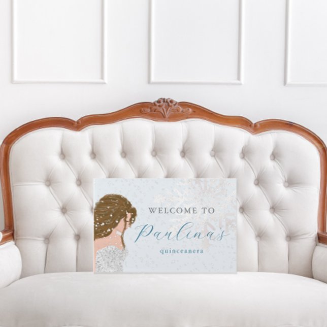 Libro De Visitas Nieve de invierno 15 años Quinceañera azul (Coordintating ice blue winter snow birthday quinceanera guest book design is pretty and delicate.)
