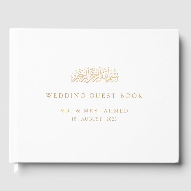 Libro De Visitas Nikah Gold Islamic Muslim Boda (Anverso)