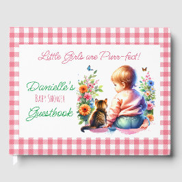 Libro De Visitas Niña y gatito | Baby Shower acuarela
