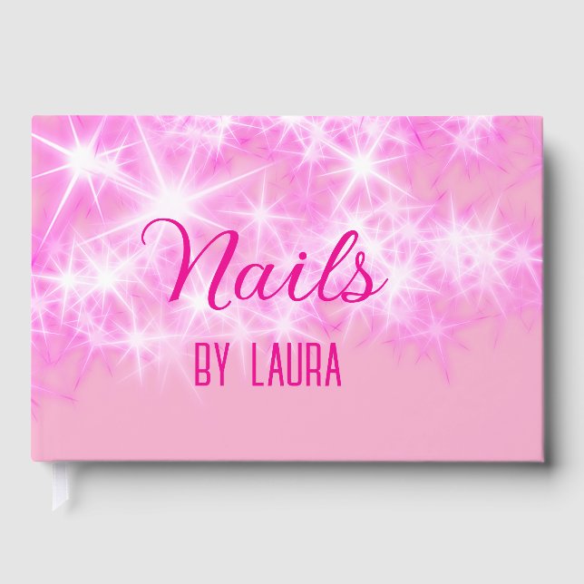 Libro De Visitas Niñas purpurinas rosadas y nails añaden nombre a s (Anverso)