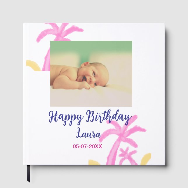 Libro De Visitas Niños bebé primer cumpleaños añadir fecha añadir f (Anverso)