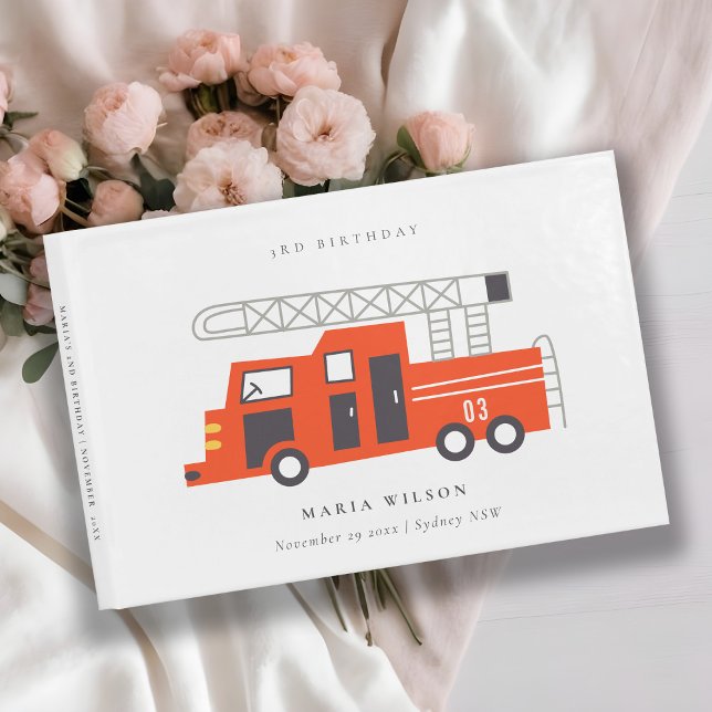 Libro De Visitas Niños con motor de camión de bomberos rojos de cua (Subido por el creador)