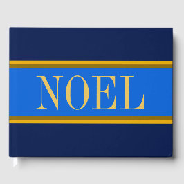 Libro De Visitas NOEL Elegant Royal Blue Naval Navidades Stripes