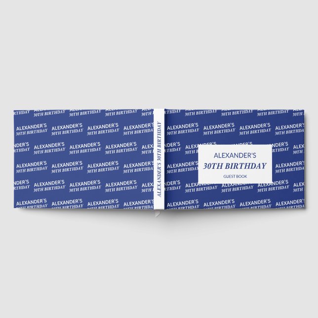 Libro De Visitas Nombre Azul Marino Blanco Cumpleaños (Lleno)