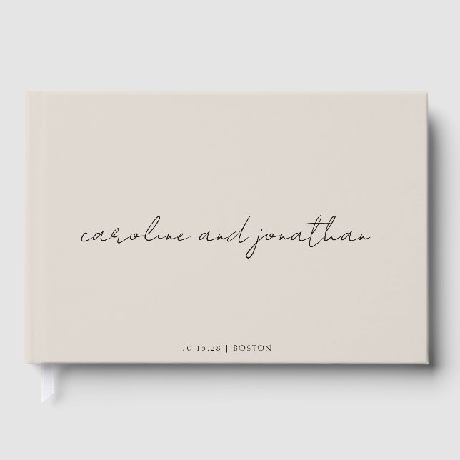 Libro De Visitas Nombre Boda personalizado Ivory Cream Elegant (Anverso)