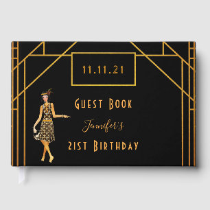 Libro De Visitas Nombre de deco artístico del oro negro de los cump