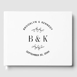 Libro De Visitas Nombre de pareja de boda floral botánico monograma