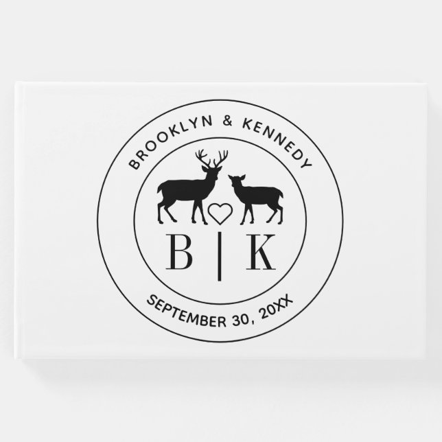 Libro De Visitas Nombre de pareja de boda rústica monograma de cier (Anverso)