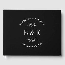 Libro De Visitas Nombre de pareja de monograma botánico floral blan