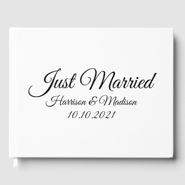 Libro De Visitas Nombre del personalizar, fecha, boda blanco negro (Anverso)