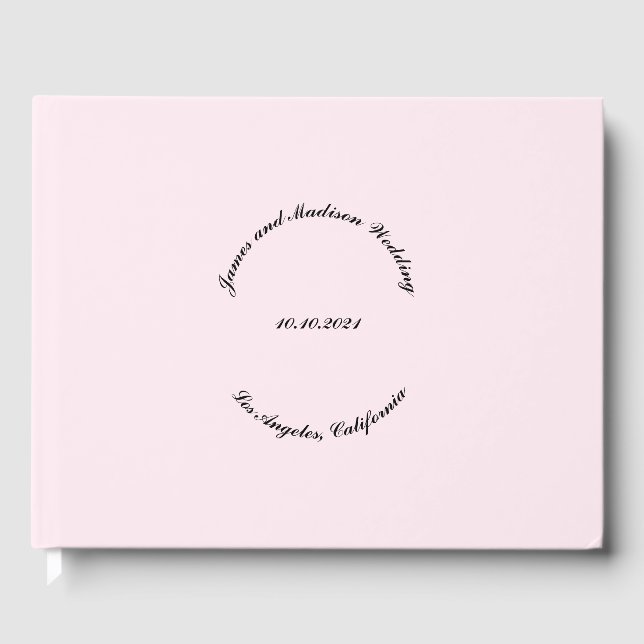 Libro De Visitas Nombre del personalizar, fecha, boda rosa claro (Anverso)