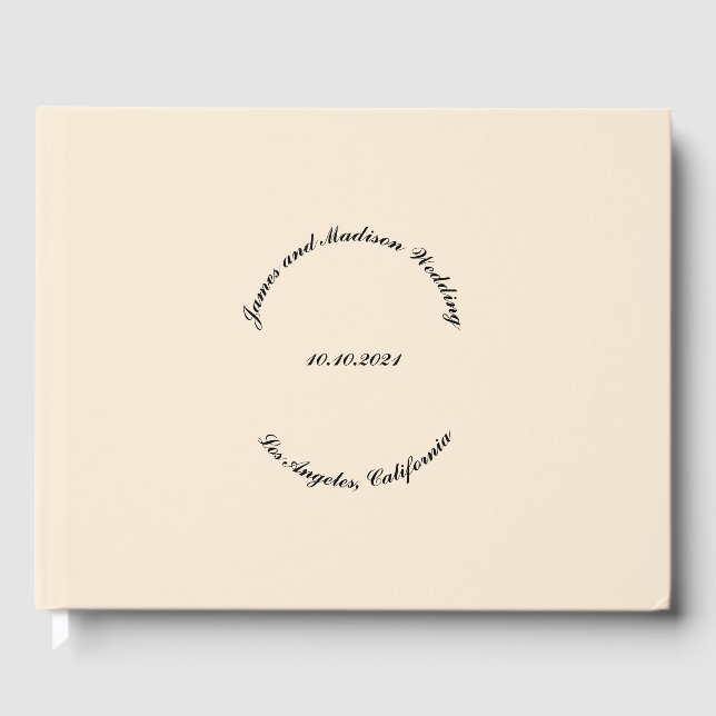 Libro De Visitas Nombre del personalizar, fecha, negro, boda blanco (Anverso)