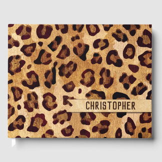 Libro De Visitas Nombre para añadir de leopardo de textura rústica