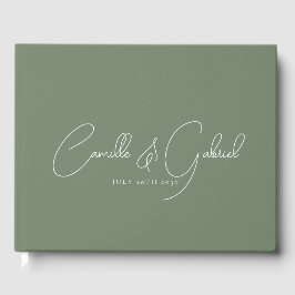 Libro De Visitas Nombres de guiones blancos Boda Sage Green Guest B