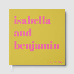 Libro De Visitas Nombres Negritas Personalizados Boda Rosa Chartreu