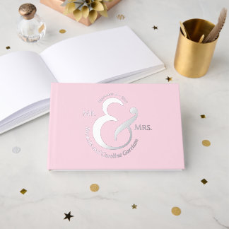Libro De Visitas Nombres personalizados de novia y novio en oro