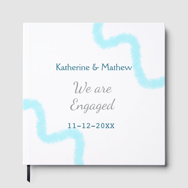 Libro De Visitas Nos comprometemos espiral acuarela gris azul elega (Anverso)