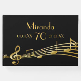 Libro De Visitas notas de oro de la fiesta de cumpleaños 70 en negr