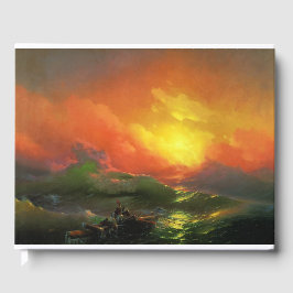 Libro De Visitas Novena Ola (mar de tormenta con atardecer rojo)