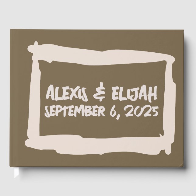 Libro De Visitas Noventa beige sobre Boda marrón (Anverso)