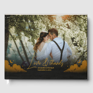 Libro De Visitas Nubes lunares de boda de oro negro místico