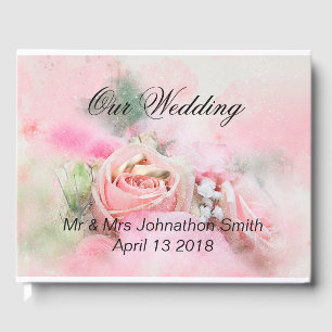 Libro De Visitas Nuestras rosas y anillos rosados Bodas