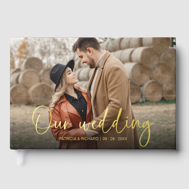 Libro De Visitas Nuestro Boda Boda de caligrafía moderna (Anverso)