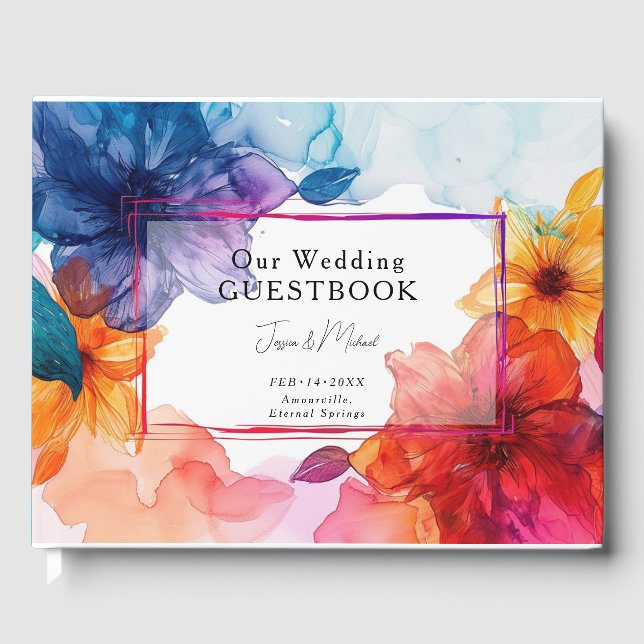 Libro De Visitas Nuestro Boda Guestbook Anemone Dreamscape Boda (Anverso)