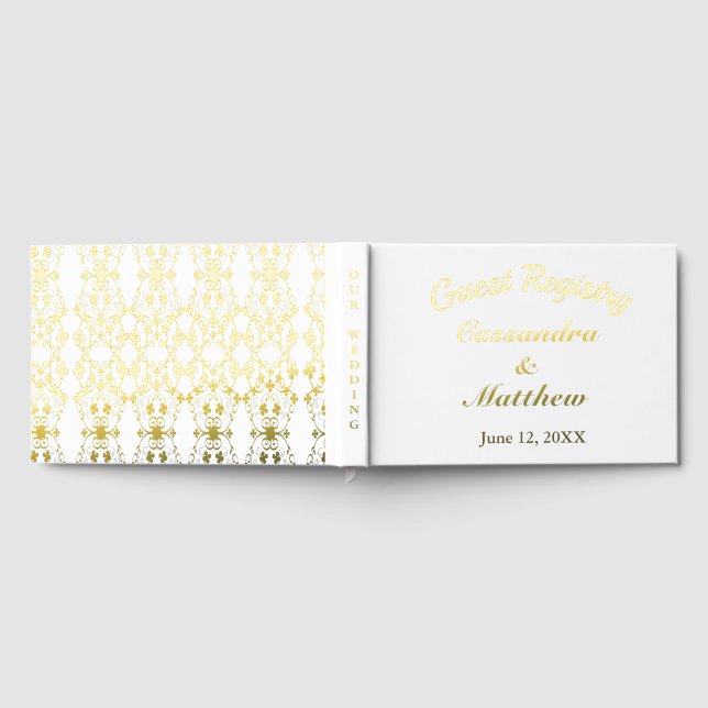 Libro De Visitas Nuestro Registro Boda Relieve metalizado dorado Vi (Lleno)