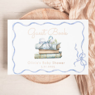 Libro De Visitas Nuevo Capítulo Azul Bow Baby Shower