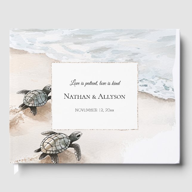 Libro De Visitas Ocean Beach Sea Turtles Wedding (Anverso)