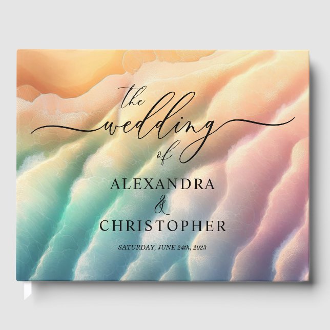 Libro De Visitas Océano rosa Playa fina sol verano (Anverso)