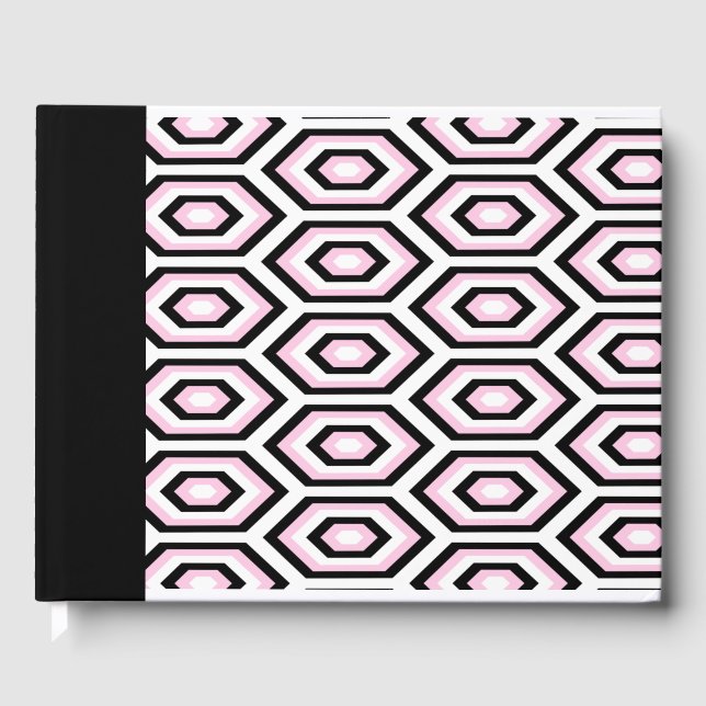 Libro De Visitas Octagon negro, blanco y rosa (Anverso)