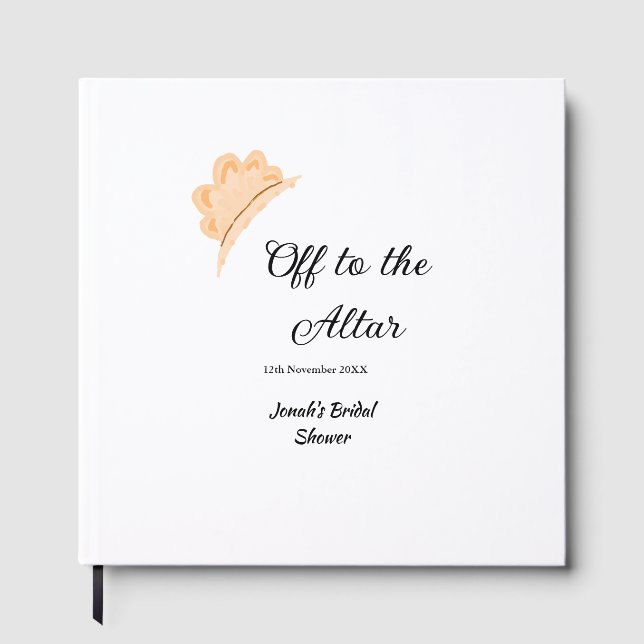 Libro De Visitas Off to the altar orange cap hat bridal shower name (Anverso)