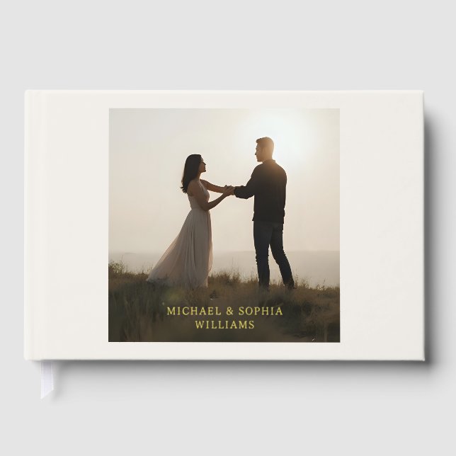 Libro De Visitas Off White Foil Guest Book Simple Photograph       (Anverso)