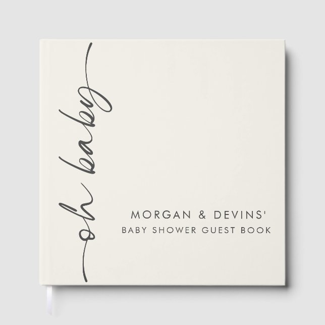 Libro De Visitas Oh Baby Beige Baby Shower Guest Book (Anverso)