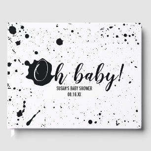 Libro De Visitas Oh Baby Black + White Splatt Unisex Baby Shower