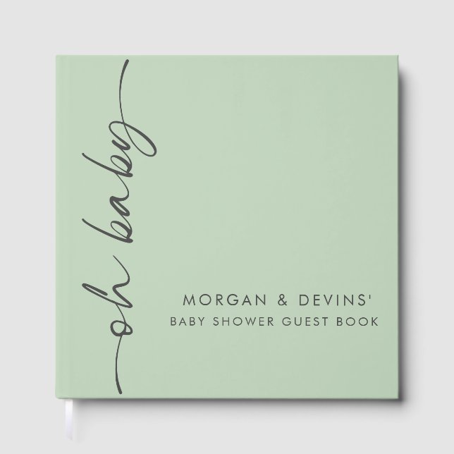 Libro De Visitas Oh Baby Green Baby Shower Guest Book (Anverso)