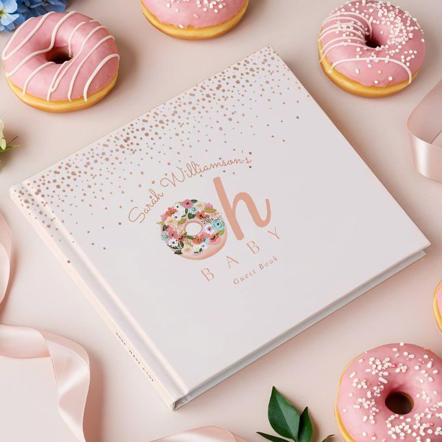 Libro De Visitas Oh Baby Pink Floral Botanut Baby Shower (Oh Baby Pink Floral Botanical Donut Baby Shower Guest Book)