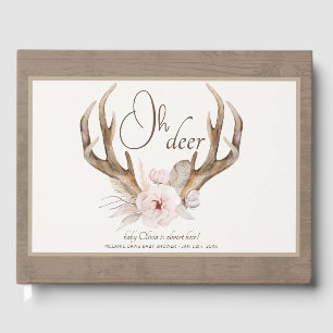 Libro De Visitas Oh Deer Woodland Baby Shower Guest Book - Boho Wat