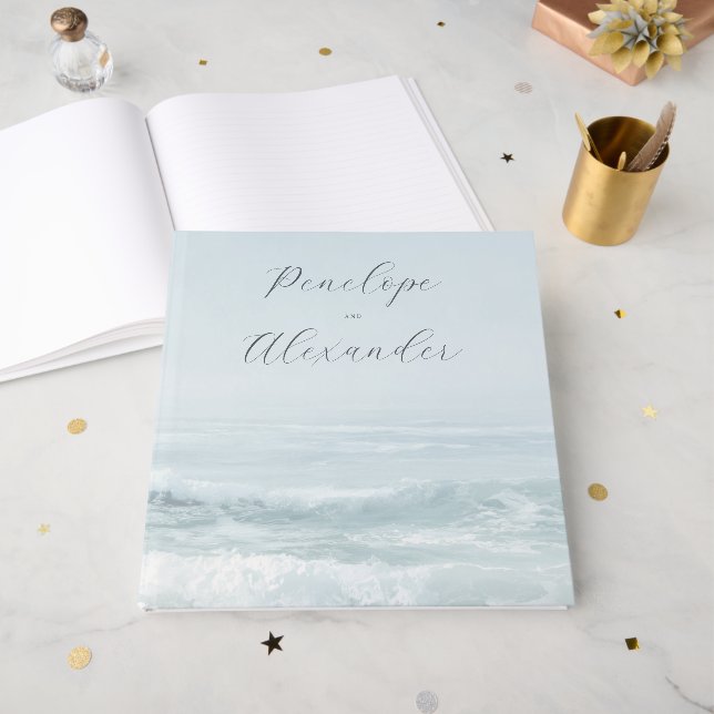 Libro De Visitas Olas Azules Pacíficas del Océano (Anverso Abierto)