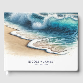 Libro De Visitas Olas del océano rompiendo en la boda de la playa c