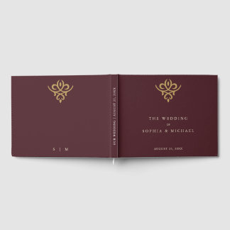 Libro De Visitas Old Money Burgundy Wedding Guest Book