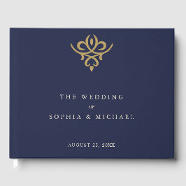 Libro De Visitas Old Money Navy Blue Wedding Guest Book