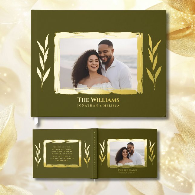 Libro De Visitas Olive Green Relieve metalizado Boda Guestbooks Pho (Subido por el creador)