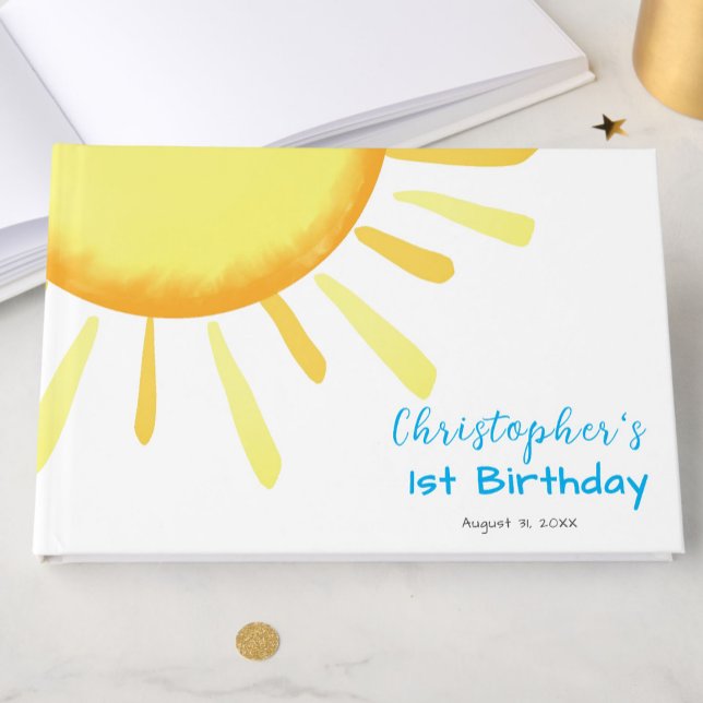 Libro De Visitas One in the Sun Blue First Birthday Custom (Subido por el creador)